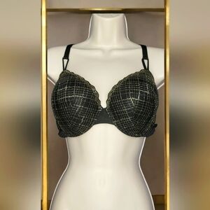 Victoria's Secret Metallic Gold and black lined Demi Underwire Bra